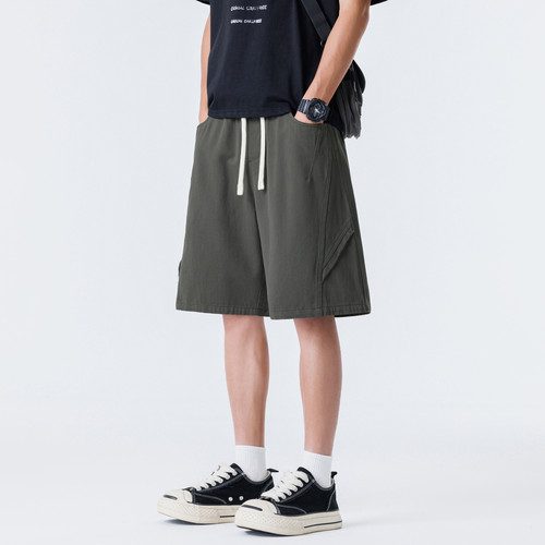 潮牌夏季夏季抽绳松紧工装短裤男
