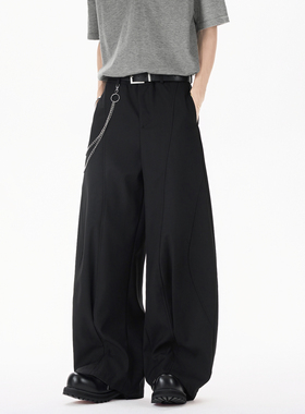 悟空有货立体剪裁宽松阔腿西裤男简约高级感通勤百搭休闲西装裤子