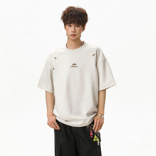 潮牌情侣宽松半袖 T恤男夏季 体恤 刺绣字母麂皮绒短袖 悟空有货美式