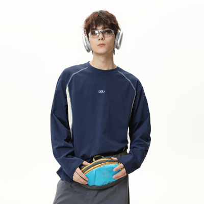 户外运动吸湿撞色长袖T恤男女