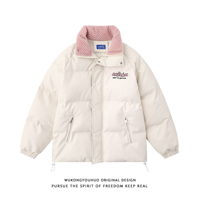 悟空有货冬季立领PU皮情侣面包服