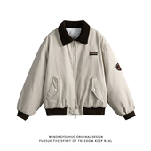 悟空有货美式 复古羊羔绒翻领棉服男冬季 潮牌情侣保暖百搭休闲棉衣