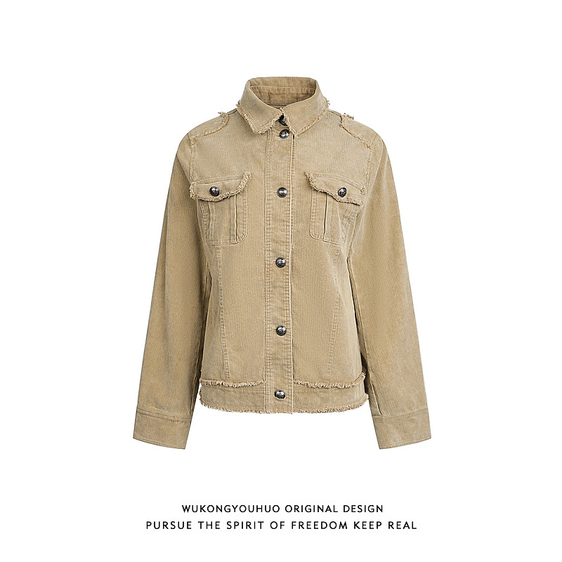 悟空有货美式复古水洗灯芯绒短款外套男女潮牌小众设计感百搭夹克,男装,夹克,淘宝优惠券,粉丝福利购,淘宝优惠卷
