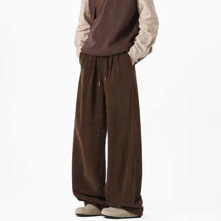 男复古宽松百搭阔腿休闲裤 悟空有货潮牌美式 抽绳松紧腰垂感休闲裤