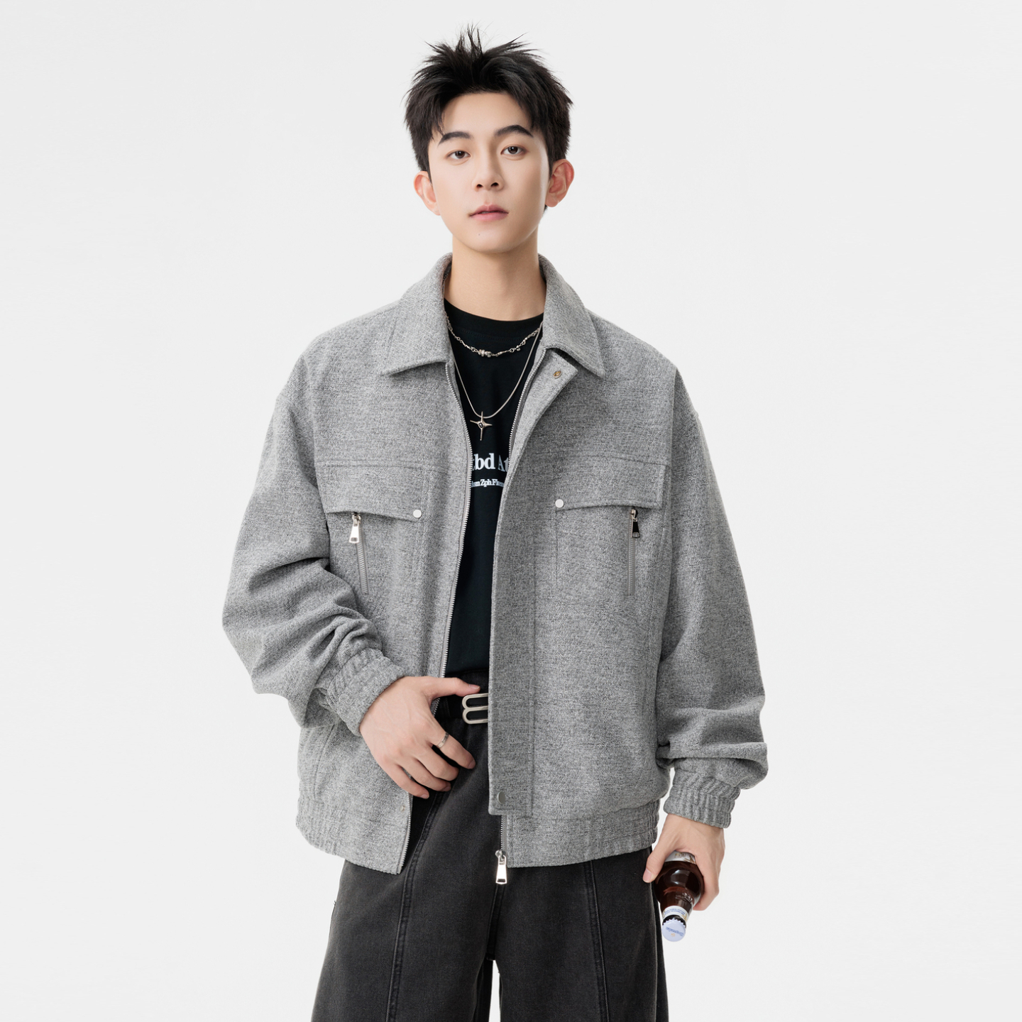 轻奢老钱风通勤百搭翻领工装夹克