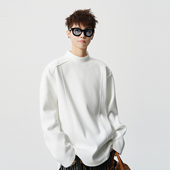 悟空有货美式 复古解构半高领德绒长袖 T恤男潮牌宽松内搭打底上衣