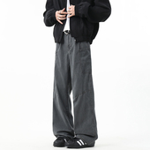 悟空有货潮牌美式 男复古宽松潮牌阔腿百搭长裤 解构拼接工装 伐木裤