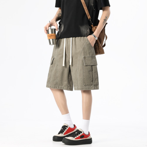 夏季水洗多口袋工装短裤男美式