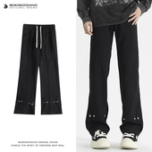 长裤 悟空有货欧美高街排扣直筒伐木裤 男潮牌宽松阔腿休闲百搭工装