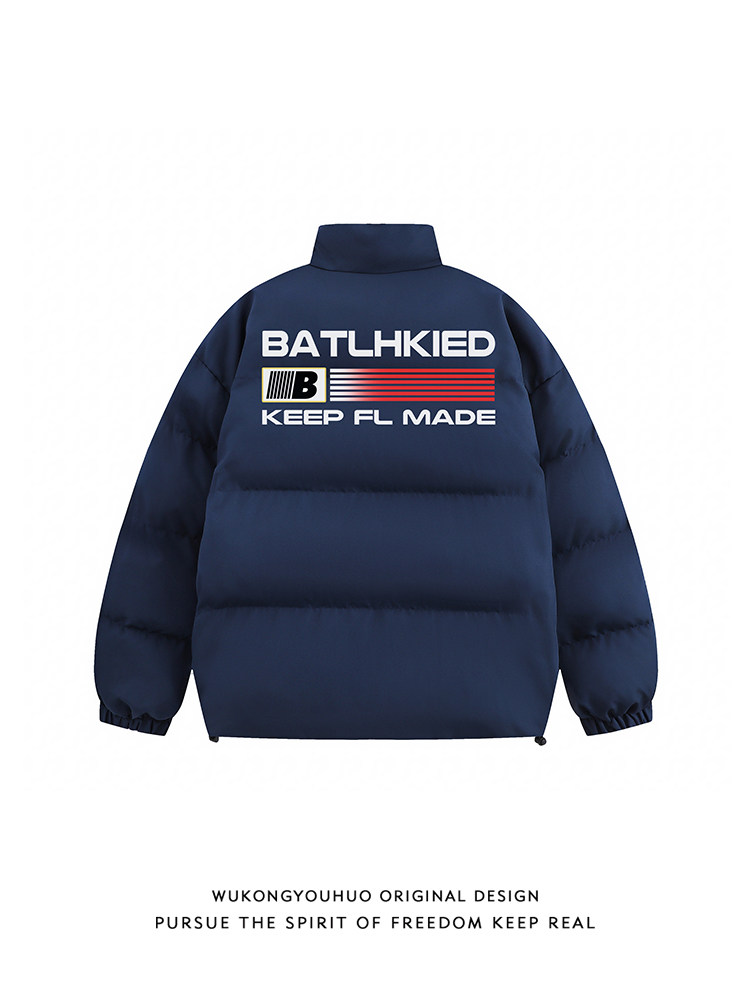 WUKONG HAS GOODS NATIONAL TIDE BRAND AMERICAN RETRO LETTERS BREAD COTTON CLOTHES MENS WINTER THICKENED COUPLES HIGH STREET COTTON JACKETS