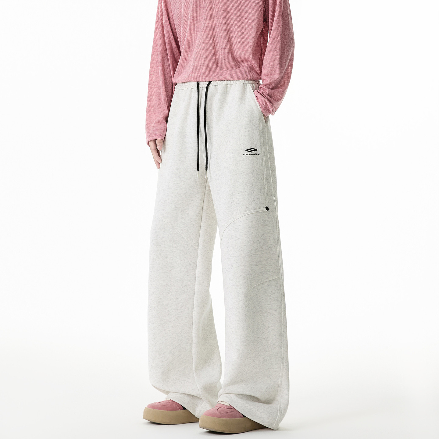 悟空有货街头简约拼色LOGO运动卫裤男女潮牌宽松阔腿休闲百搭长裤