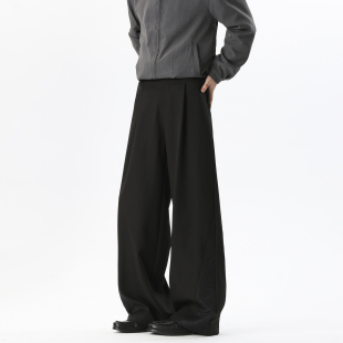 男复古宽松百搭阔腿休闲长裤 悟空有货潮牌美式 高级感纯色直筒西裤