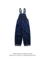 Wukong has a collection of American retro vintage denim overalls for men, a trendy brand of loose couple workwear denim trousers thumbnail 3