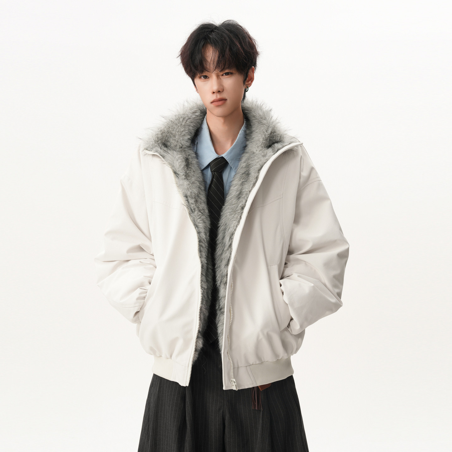 悟空有货潮牌美式座山雕加厚毛领棉服男冬季复古保暖情侣百搭棉衣