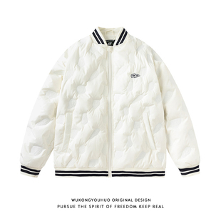 悟空有货潮牌复古轻薄90绒羽绒服男冬季 宽松情侣保暖百搭棉服外套