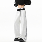 宽松阔腿休闲裤 男秋季 潮牌撞色拼接抽绳松紧垂感卫裤 悟空有货美式