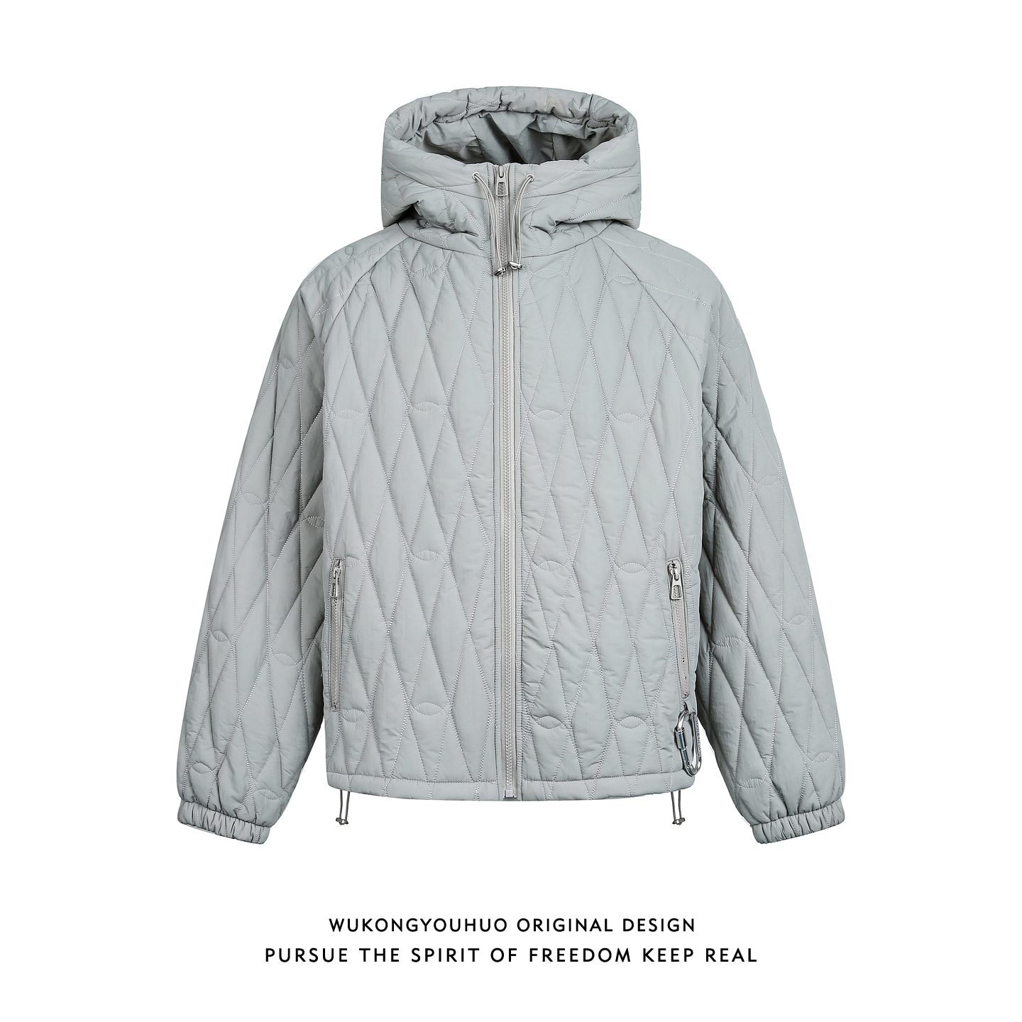 冬季复古菱形格连帽棉衣男潮牌