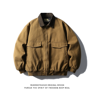 保暖百搭棉服 潮牌工装 悟空有货美式 复古水洗加厚翻领棉衣男女冬季