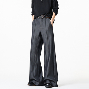 男复古宽松潮流百搭阔腿长裤 悟空有货美式 高级感解构拼接垂感西裤