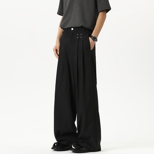 悟空有货潮牌高级感刺绣直筒垂感长裤 男女宽松cleanfit百搭休闲裤