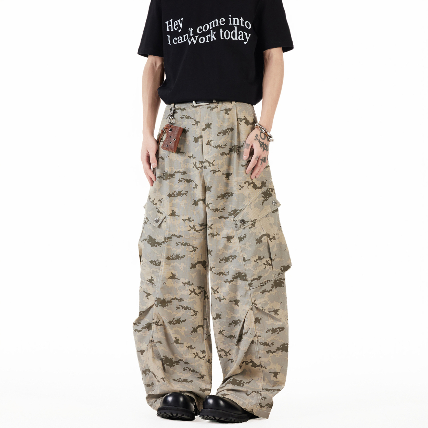 美式复古大口袋迷彩工装伞兵裤男