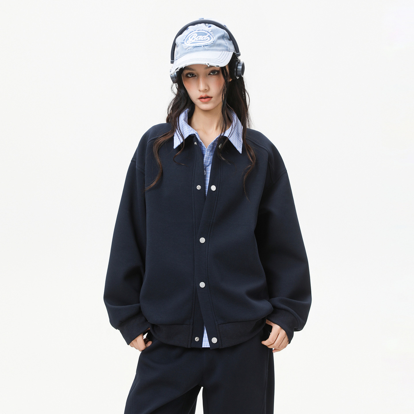 悟空有货春季格子拼接假两件翻领夹克男美式复古宽松情侣百搭外套,男装,卫衣,淘宝优惠券,粉丝福利购,淘宝优惠卷