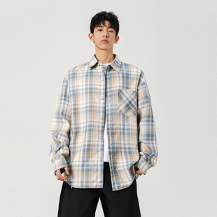 男女潮牌复古宽松情侣休闲衬衣外套 衬衫 悟空有货2025秋季 格子长袖