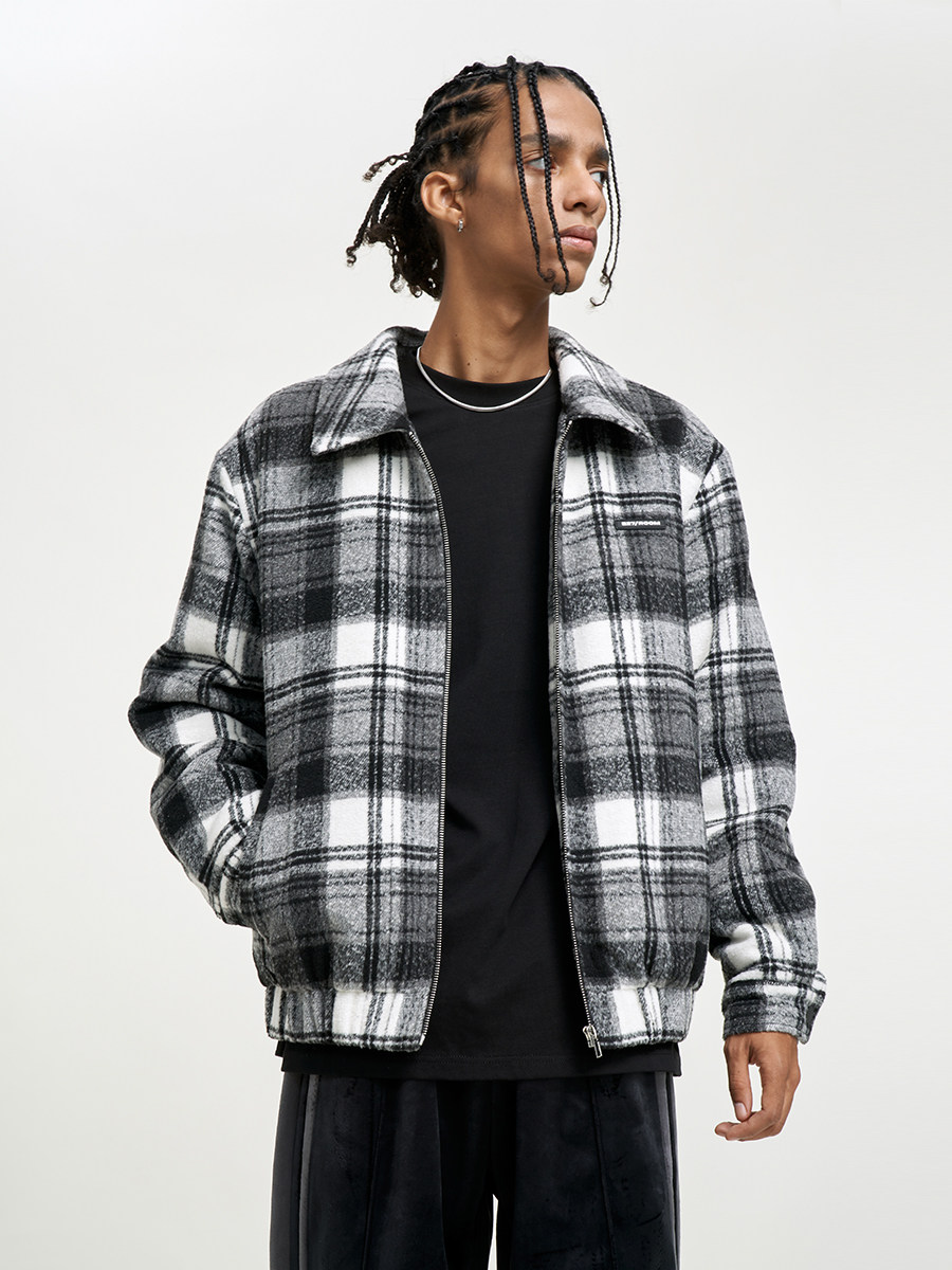 WUKONG HAS GOODS NATIONAL TIDE PLAID THICKENED WOOLEN JACKET MENS AUTUMN AND WINTER AMERICAN-STYLE LOOSE AND VERSATILE WARM COTTON CLOTHES AND COUPLES