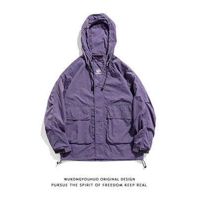 潮牌美式机能风连帽冲锋衣男女