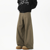 男复古宽松潮流百搭cleanfit长裤 悟空有货潮牌美式 解构拼接弯刀裤