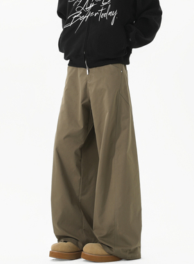 悟空有货潮牌美式解构拼接弯刀裤男复古宽松潮流百搭cleanfit长裤