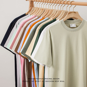悟空有货240g重磅纯色短袖 T恤男潮牌宽松基础百搭落肩袖 打底上衣