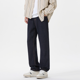 男宽松基础百搭阔腿休闲长裤 悟空有货潮牌美式 复古水洗直筒牛仔裤