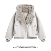 悟空有货冬季 座山雕解构设计保暖棉服男潮牌情侣加厚pu皮棉衣外套