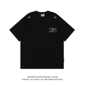 高街百搭体恤 T恤男女复古夏季 悟空有货潮牌美式 字母刺绣重磅短袖