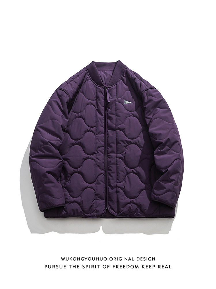 WUKONG HAS WINTER RETRO RHOMBIC THICKENED BASEBALL JERSEY COTTON JACKET MENS FASHION BRAND LOOSE COUPLE VERSATILE COTTON JACKET