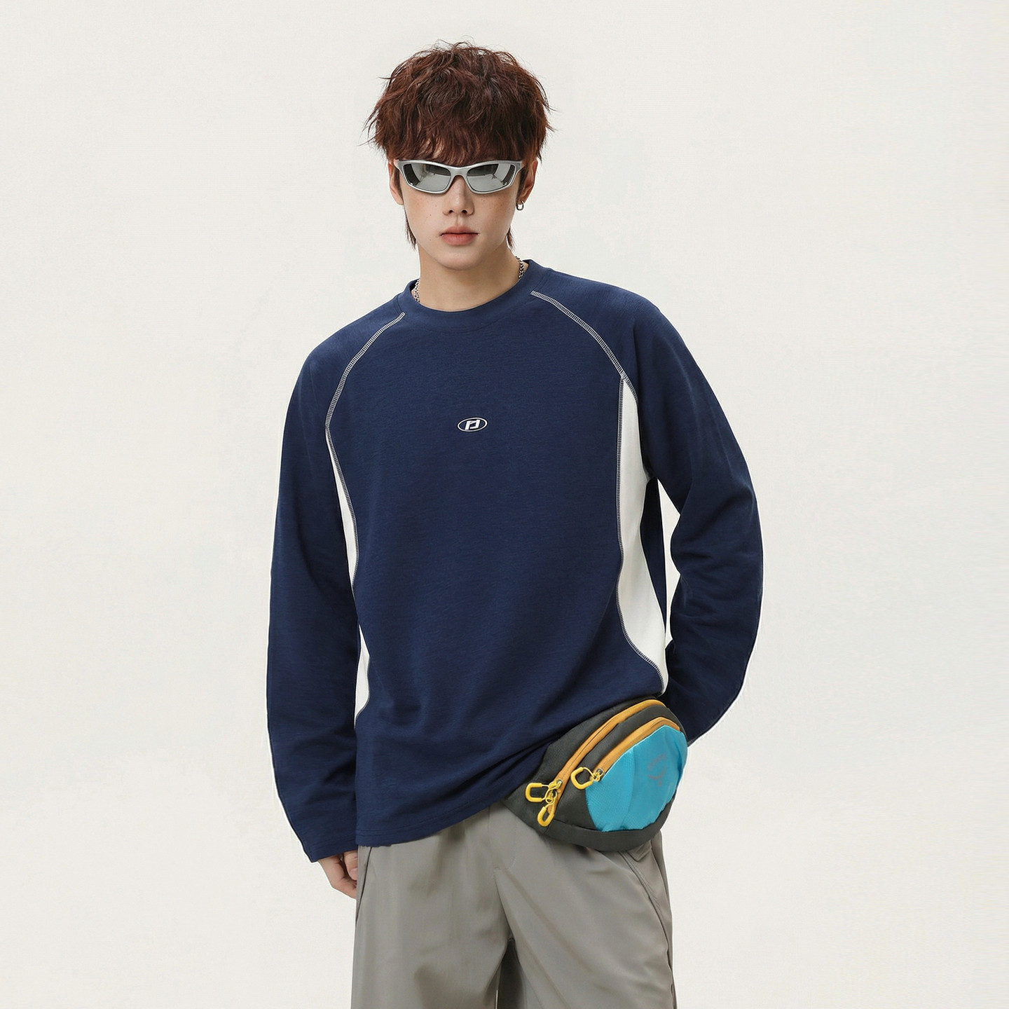 悟空有货潮牌复古撞色拼接速干圆领长袖T恤男女宽松情侣百搭卫衣,男装,卫衣,淘宝优惠券,粉丝福利购,淘宝优惠卷