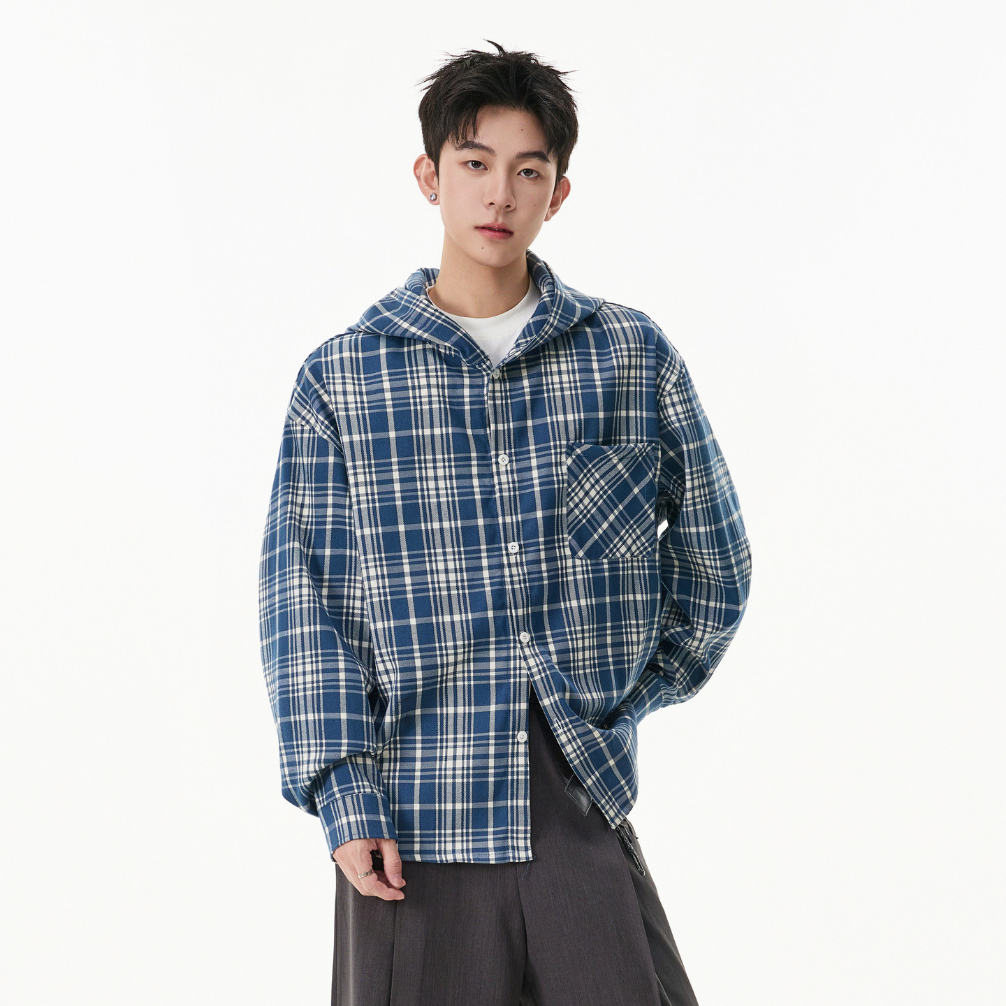 悟空有货2026春季格子连帽衬衫男女美式复古宽松情侣休闲衬衣外套,男装,衬衫,淘宝优惠券,粉丝福利购,淘宝优惠卷