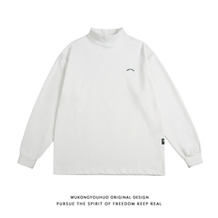 悟空有货潮牌德绒加厚保暖打底衫长袖T恤男女宽松百搭半高领上衣