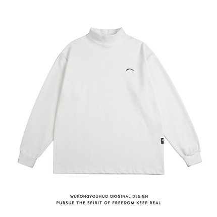 悟空有货潮牌德绒加厚保暖打底衫长袖T恤男女宽松百搭半高领上衣