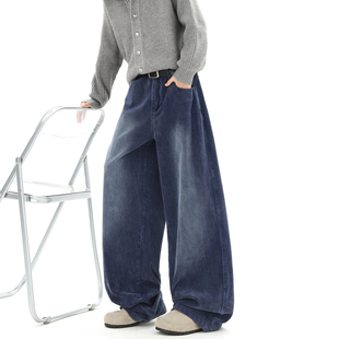 悟空有货潮牌水洗灯芯绒直筒休闲裤 男女街头宽松cleanfit百搭长裤