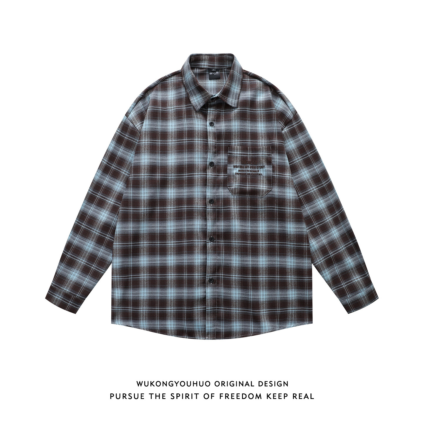 悟空有货春季复古格子长袖衬衫男女美式潮牌情侣宽松百搭休闲衬衣,男装,衬衫,淘宝优惠券,粉丝福利购,淘宝优惠卷