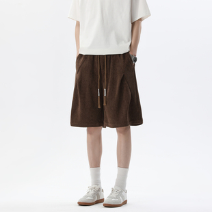 男女宽松百搭抽绳松紧短裤 悟空有货夏季 潮牌褶皱肌理感运动五分裤