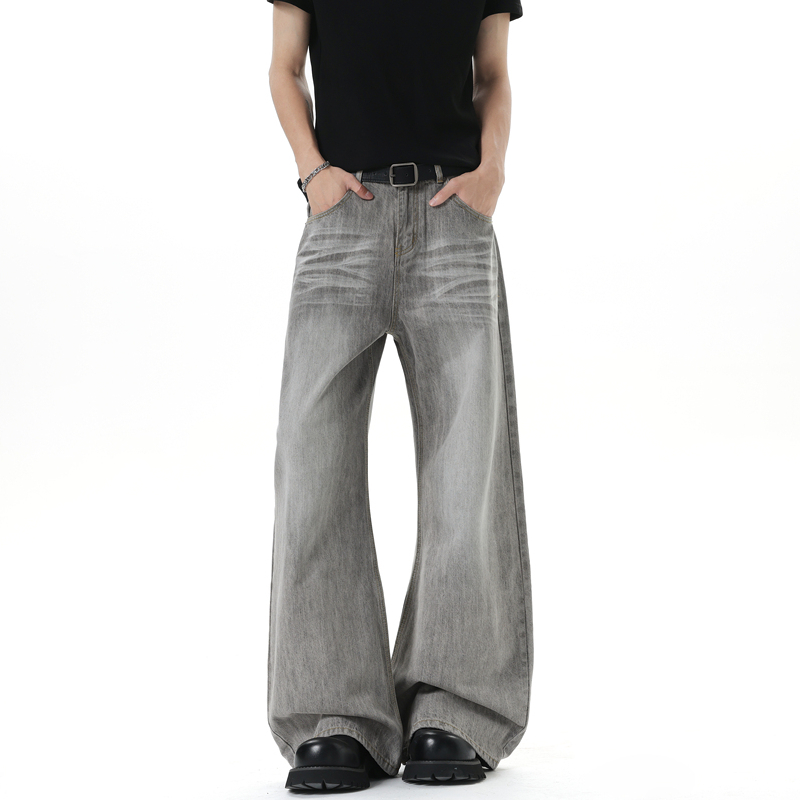 潮牌美式cleanfit微喇牛仔裤男