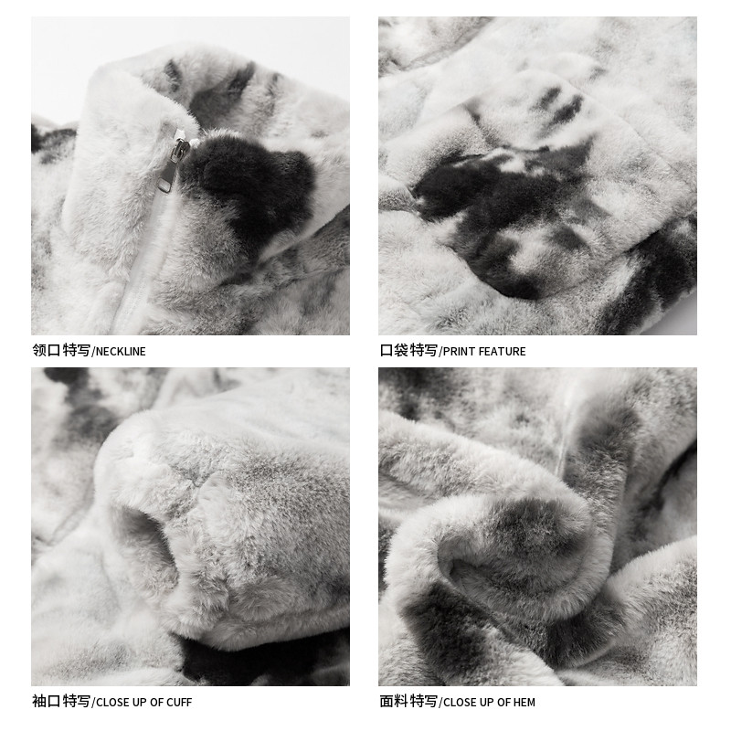 WUKONG HAS WINTER RETRO PLUSH TIE-DYE STAND-UP COLLAR WARM COTTON CLOTHES FOR MEN AND WOMEN