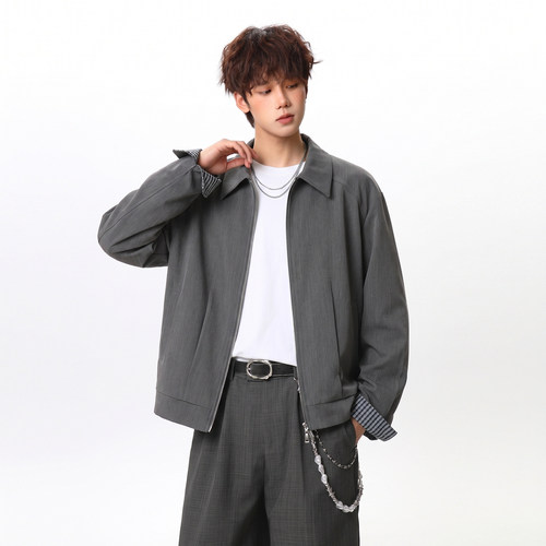 美式高级感cleanfit翻领夹克男