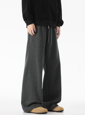 悟空有货美式复古深灰色弯刀卫裤男女潮牌宽松百搭阔腿垂感休闲裤