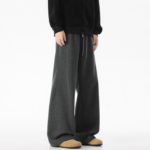 美式复古深灰色弯刀卫裤男女