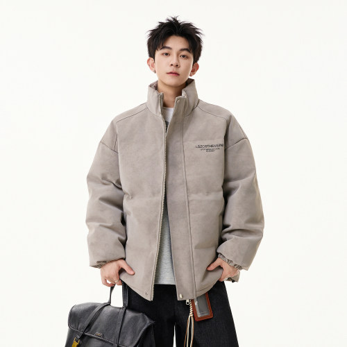 冬季美式加厚立领PU皮防风棉服