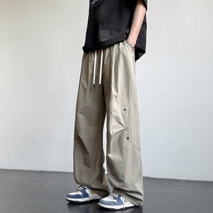 男复古街头宽松阔腿运动长裤 悟空有货美式 直筒休闲裤 工装 潮牌夏季